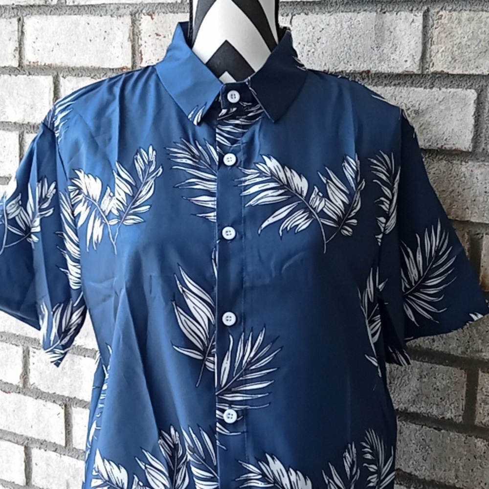 Blue Tropical Palm Shirt - Picture 5 of 6